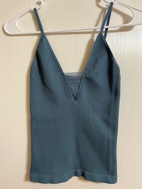 Intimately by Free People Ribbed V-Neck Tank Top in Teal